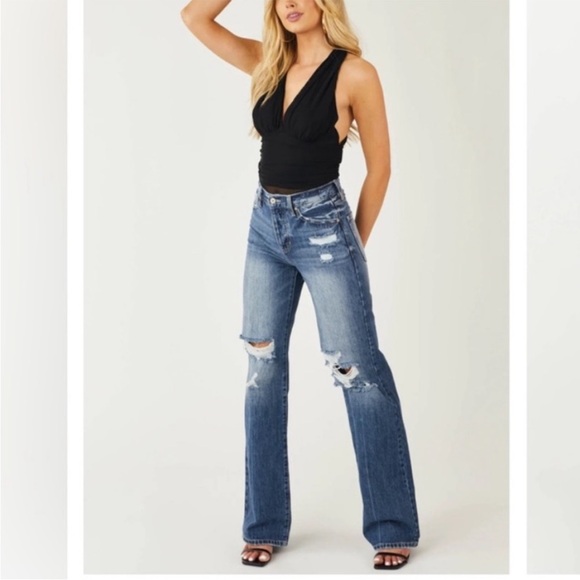 KanCan Denim - KANCAN High Rise Straight Leg Button Fly Jeans style KC8682M cut 40533